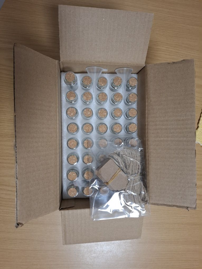40 frascos de vidro 20 ml com tampa de cortiça - NOVO - ENVIO GRÁTIS