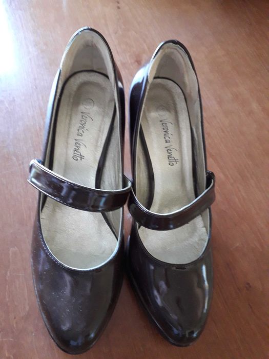 Brązowe buty czółenka szpilki na platformie rozmiar 38 - vintage retro