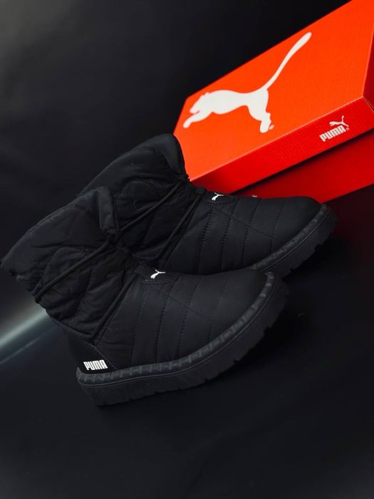 Черные теплые дутики Puma/ дутики непромокаемые женские пума