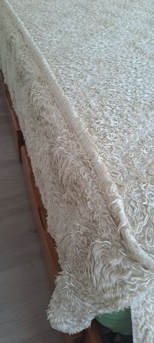 Colcha de pelo beje antiga, anos 70 220x200cm