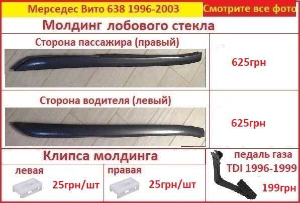 Накладка планка молдинг лобового стекла Мерседес Вито 638 кліпси