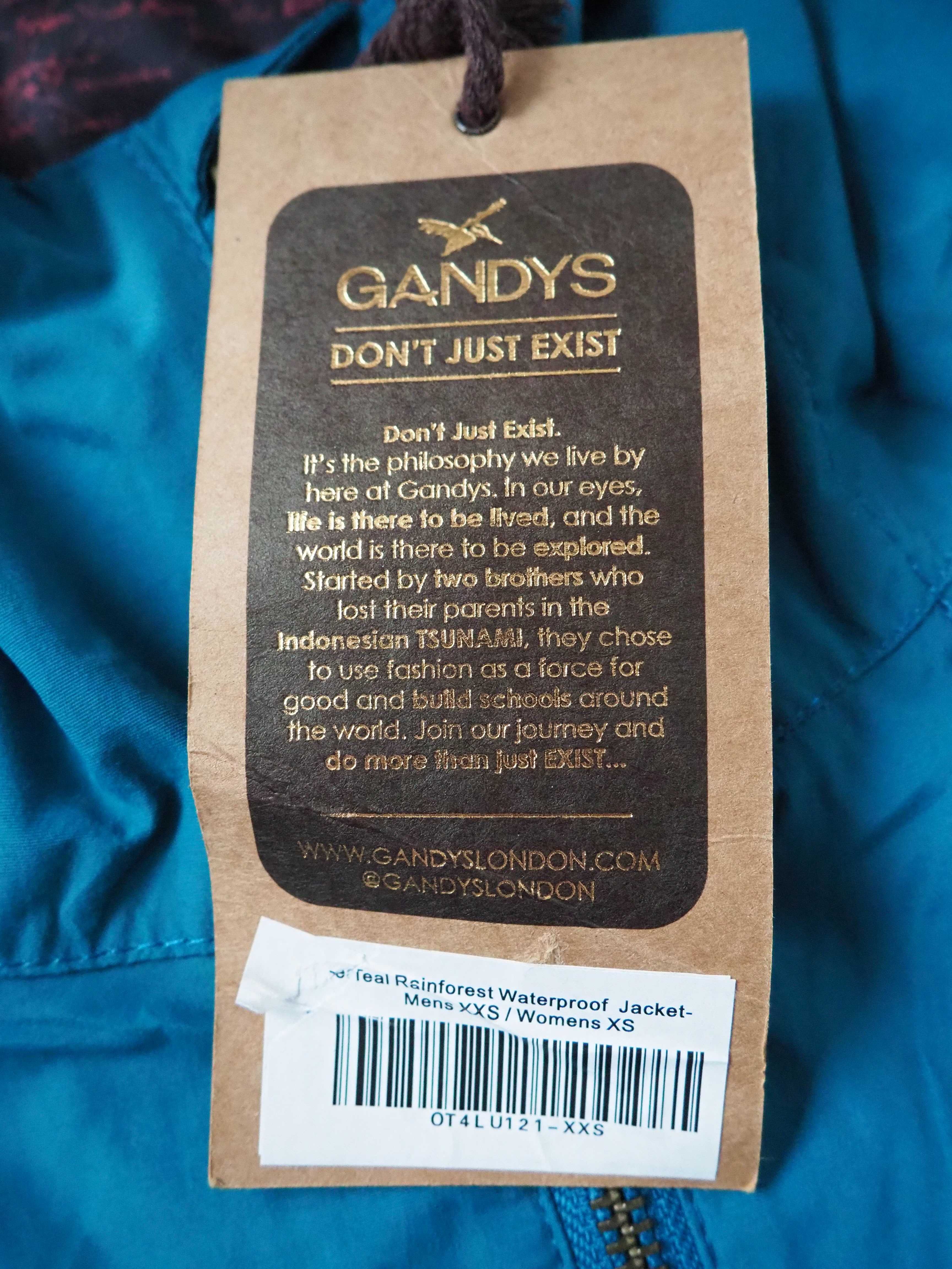 GANDYS_Teal Rainforest Waterproof Jacket__S
