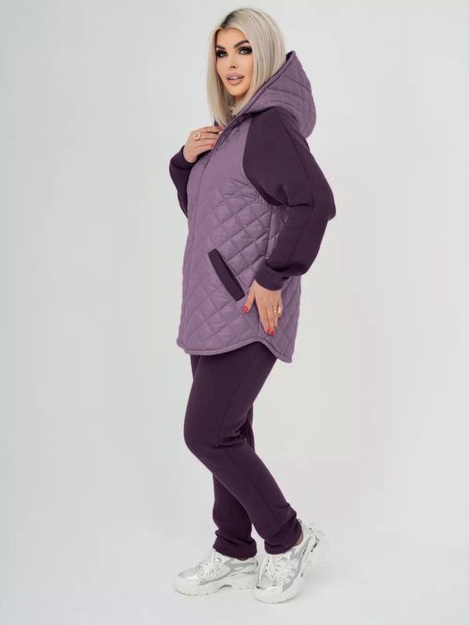 Теплий жіночій стьобаний костюм двійка : стьобана куртка та штани.48-6