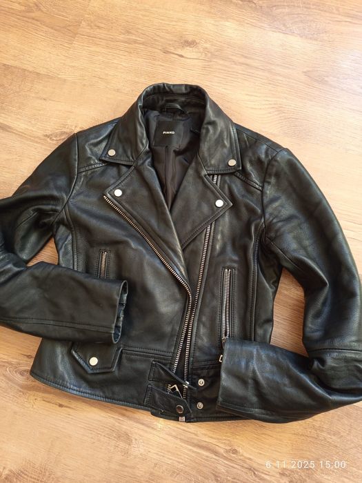 Pinko oryginalne skórzane krótkie bomberki damskie jak nowe