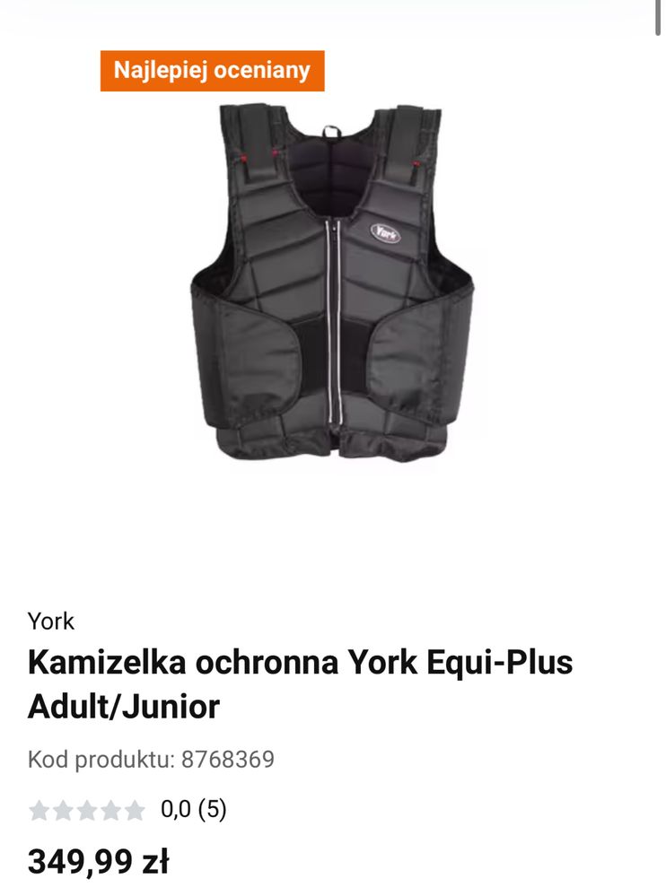 Kamizelka Ochrona jeździecka York na 12 lat