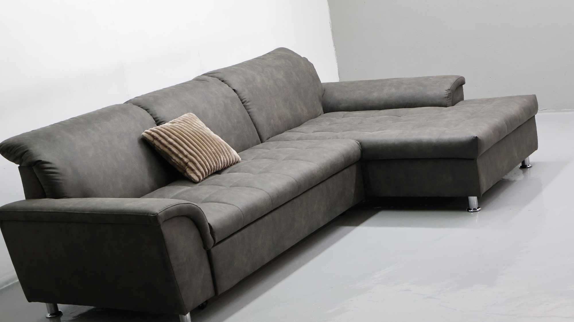 TCG NOWY NOWOCZESNY NAROŻNIK funkcja spania kanapa tkanina SZARA SOFA