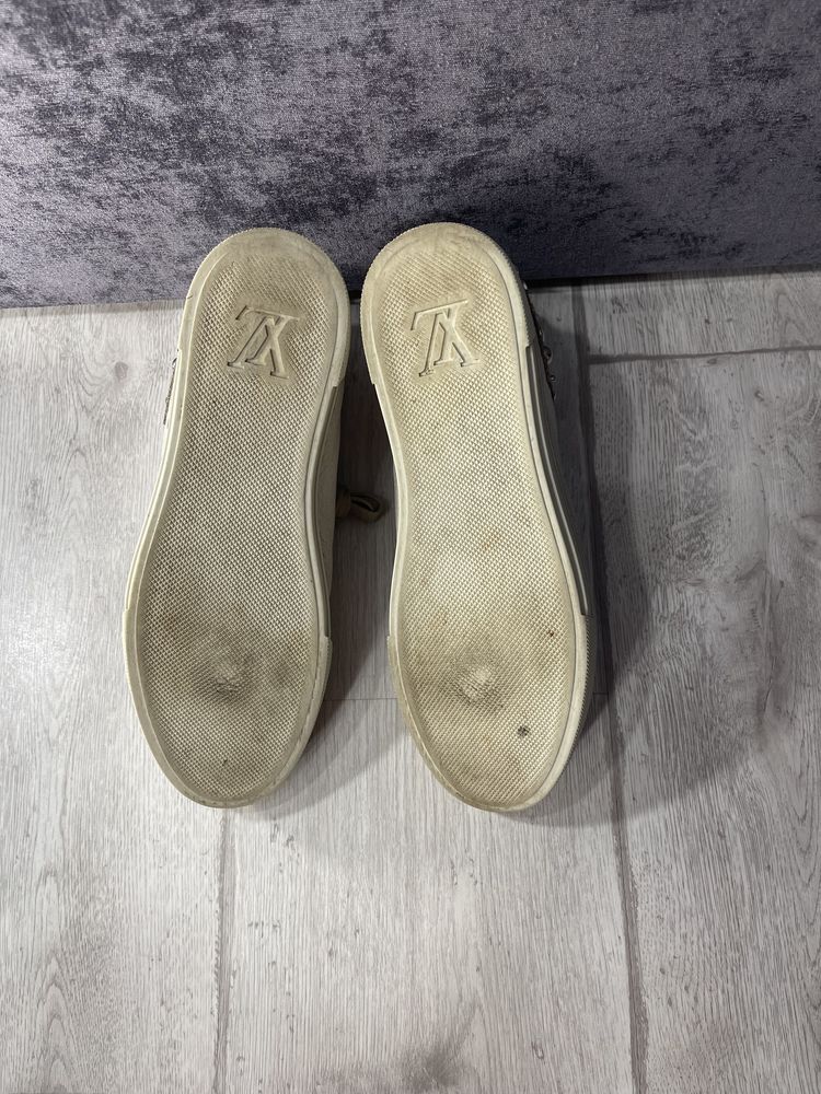 Кеды Louis Vuitton оригинал замш кожа серые светлые  кроссовки ботинки