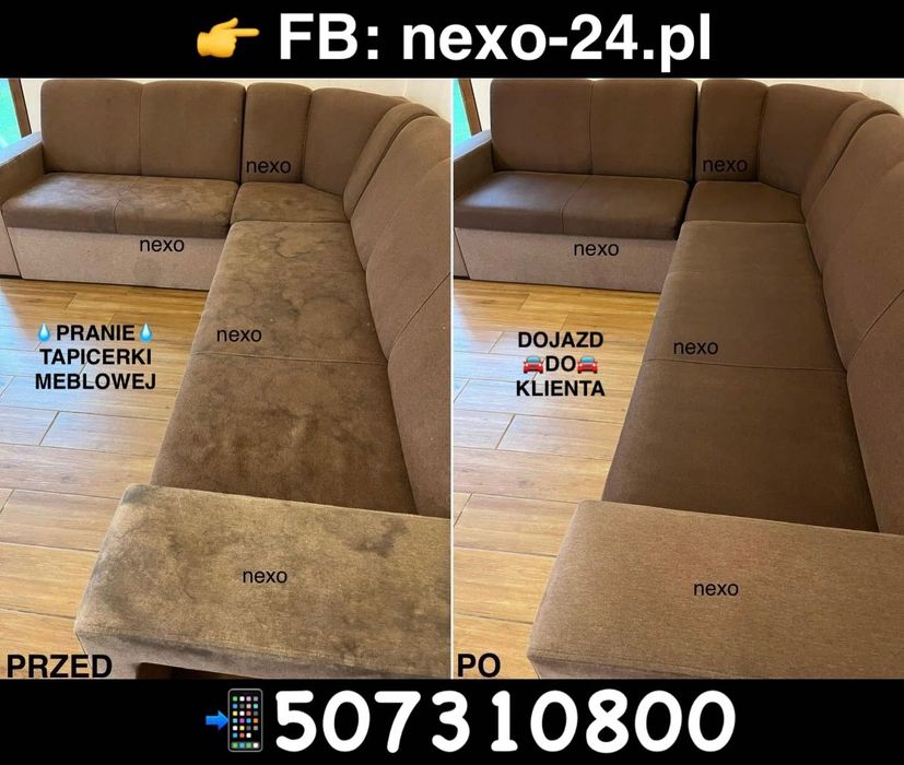Pranie tapicerki meblowej, samochodowej, dywanów -DOJAZD DO KLIENTA-