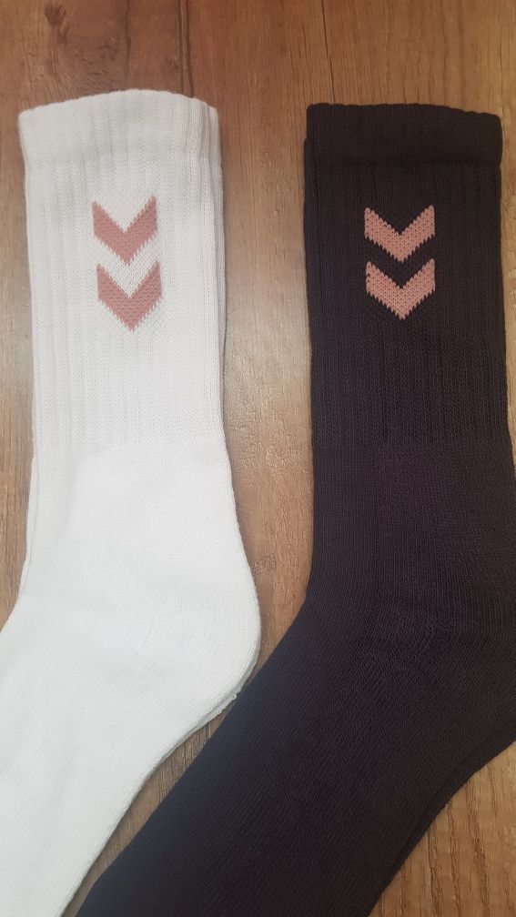 Hummel skarpety długie 41-45  dwie pary białe czarne Nowe