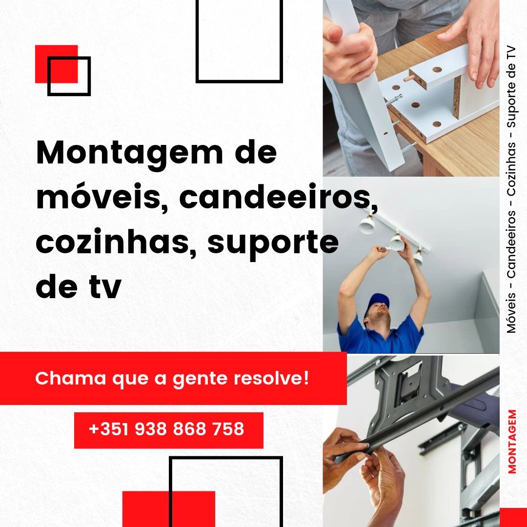 Montagem de Móveis e Mais: Candeeiros, Cozinhas, Suportes TV