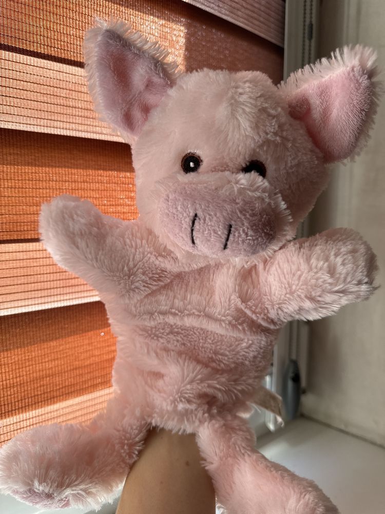 Игрушка-перчатка розовая свинка, 35 см