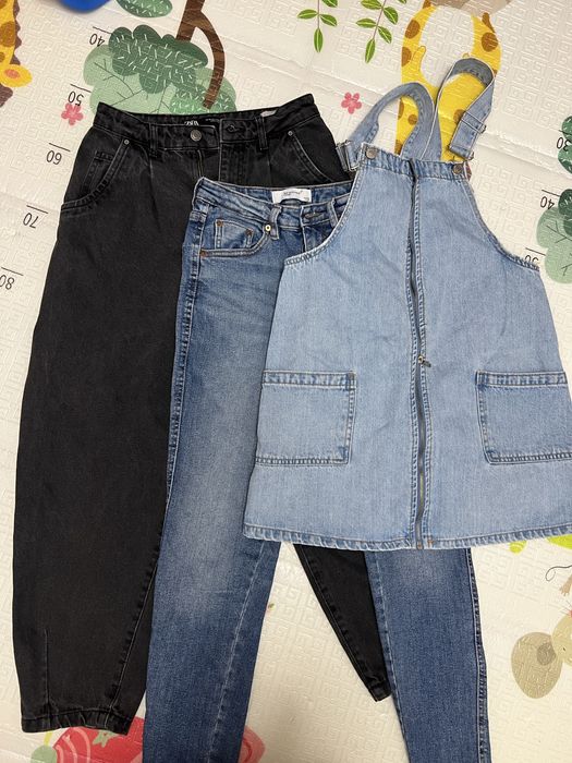 Джинсовые штаны, сарафан, бренд Pull&Bear/Zara/Reserved, размер 36