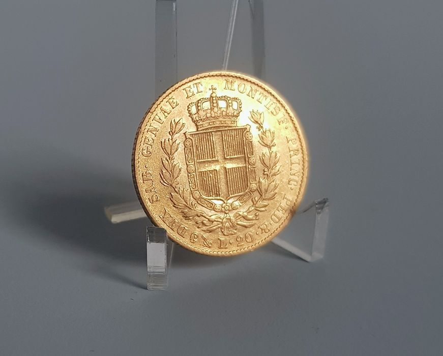 ZŁOTA MONETA 20 lirów Królestwo Sardynii 1834r Albert