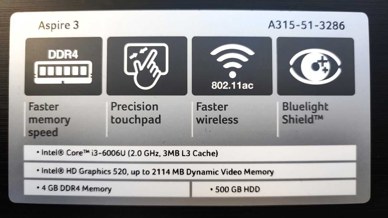 Prezent na komunię Laptop Acer Aspire 3 A315-51 serie 8GB szybki