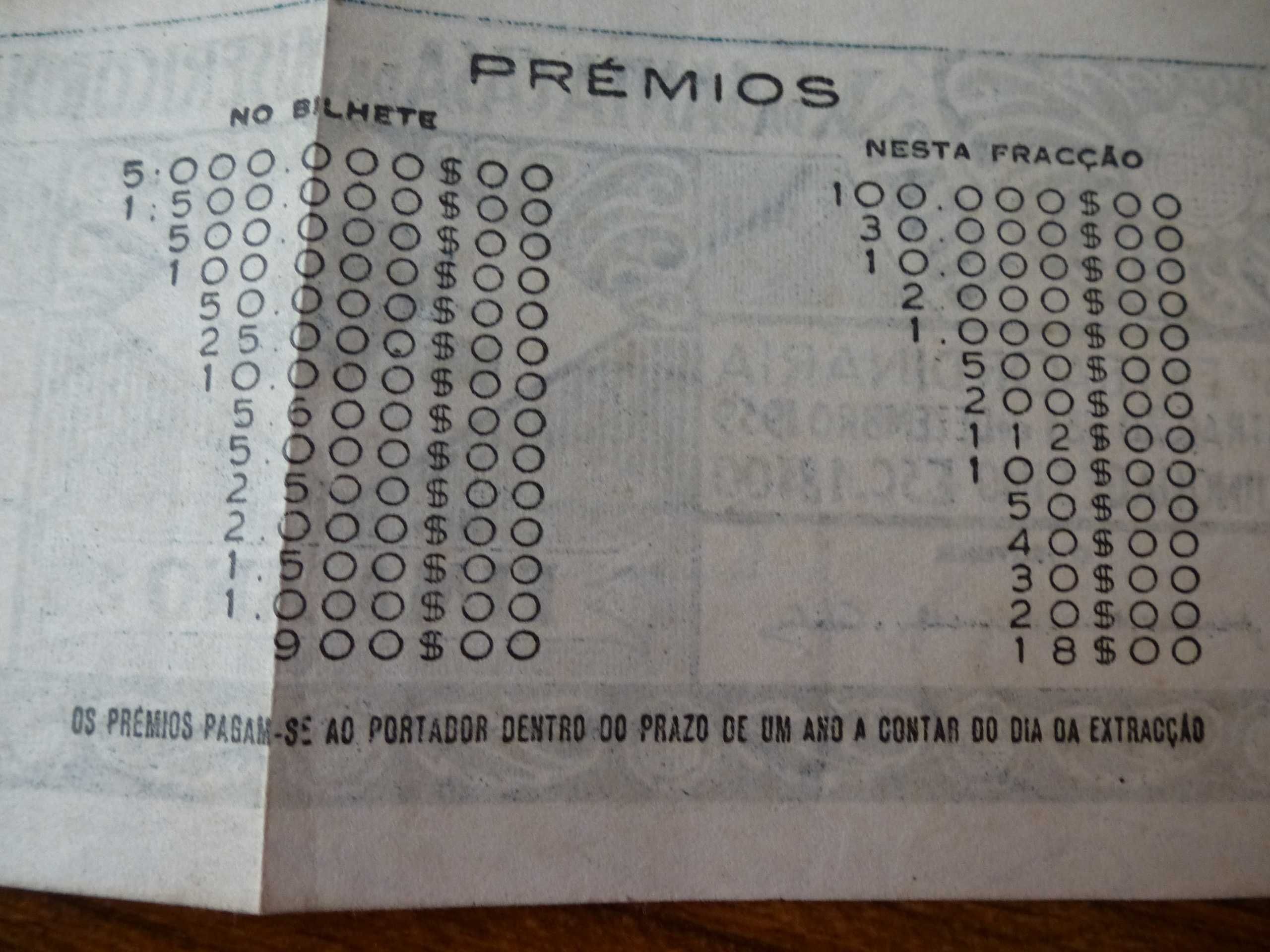 Bilhete de lotaria Portuguesa de 1959