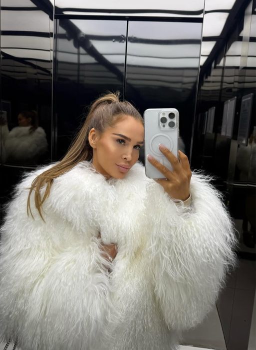 Шуба лама біла шубка барашек кучерява автоледі чорна натуральна еко ху