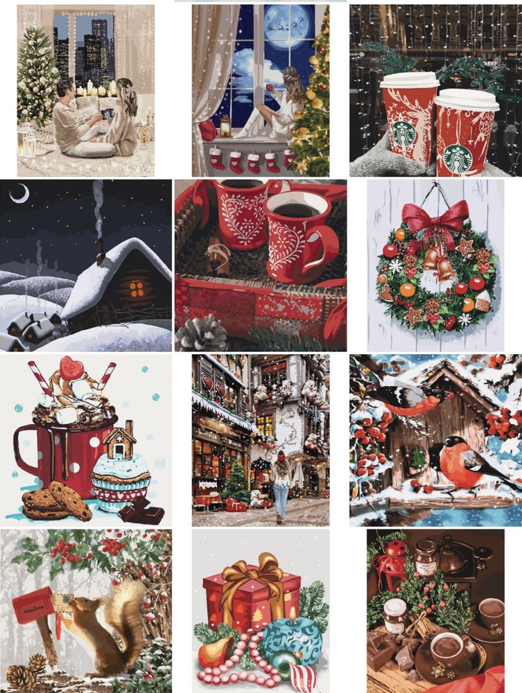 Картини по номерам новорічні та зимові сюжети