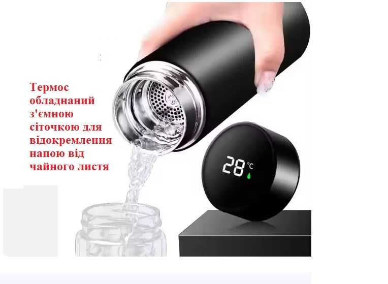 Термос, термокружка із датчиком температури, с индикатором температуры