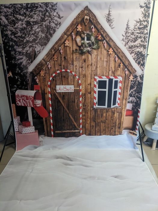 Tło fotograficzne świąteczne domek