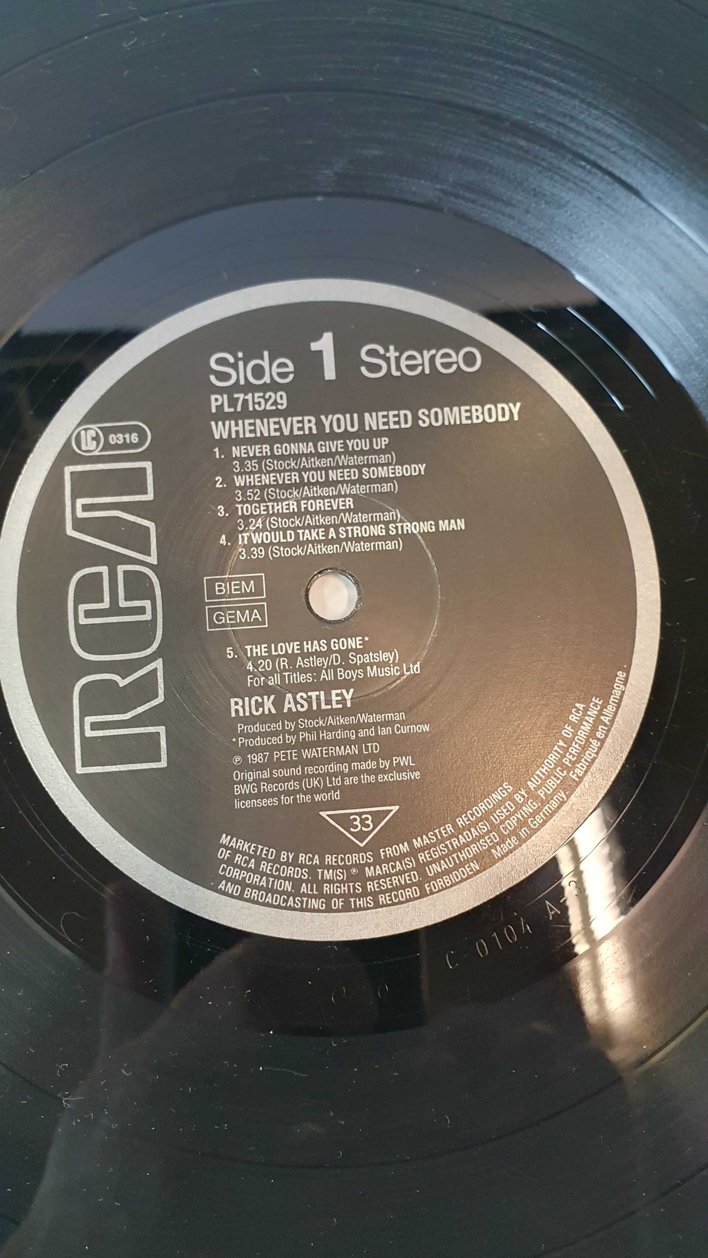 EX/NM Whenever You Need Somebody RICK ASTLEY Winyl [256]
