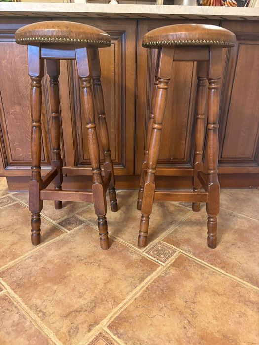 Hoker barowy drewniany skorzany cena za 2 sztuki