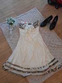 Nowa letnia sukienka biało złota