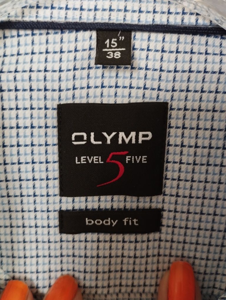 Koszula męska kratka w kratkę s m Olymp body fit slim niebieska j nowa