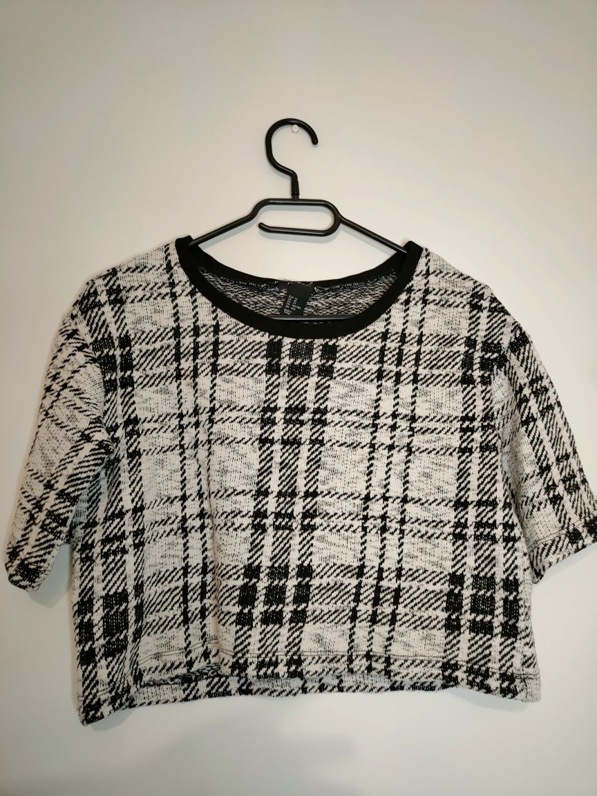 Czarno-biały crop top h&m