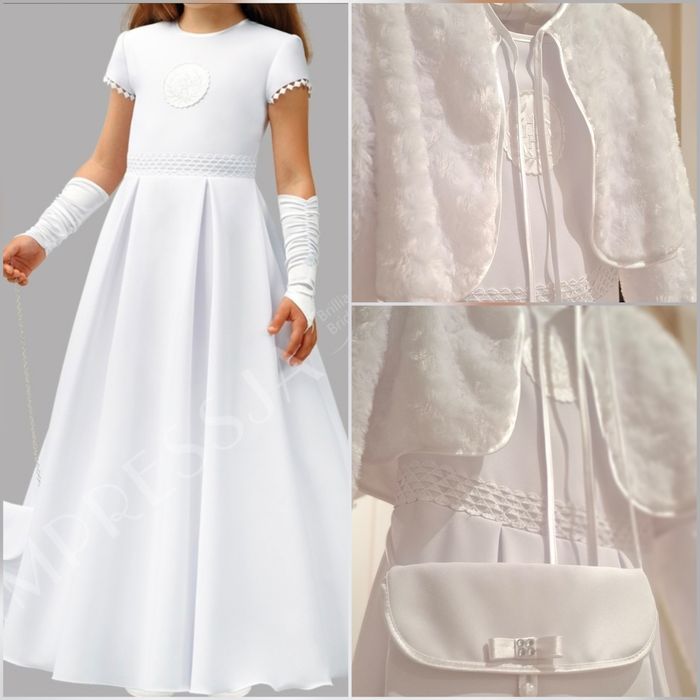 *Impressja* cudna sukienka alba komunijna bolerko torebka halka R.140