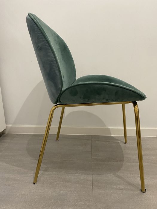 Zestaw 4x zielone krzeslo tapicerowane velvet welur zlote nogi
