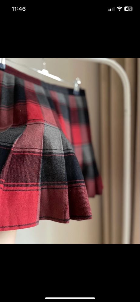 Spódnica mini w kratę S czerwona czarna bordo jesień zima