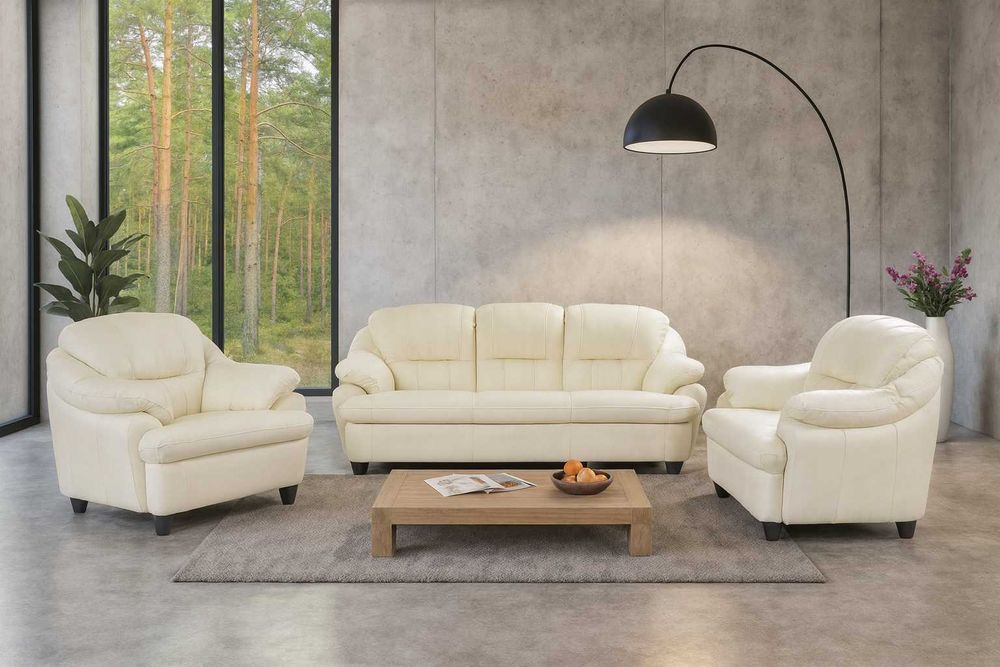 Tajfun - komplet wypoczynkowy, skóra naturalna 100% układ 3+1+1