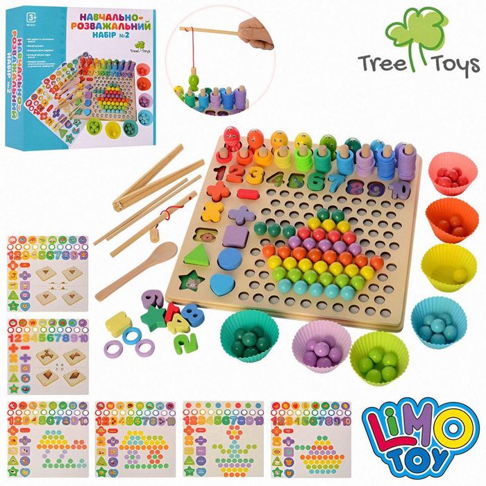 Акція ‼️ Дерев’яна мозаїка 5в1 — рибки, цифри, сортер, картки