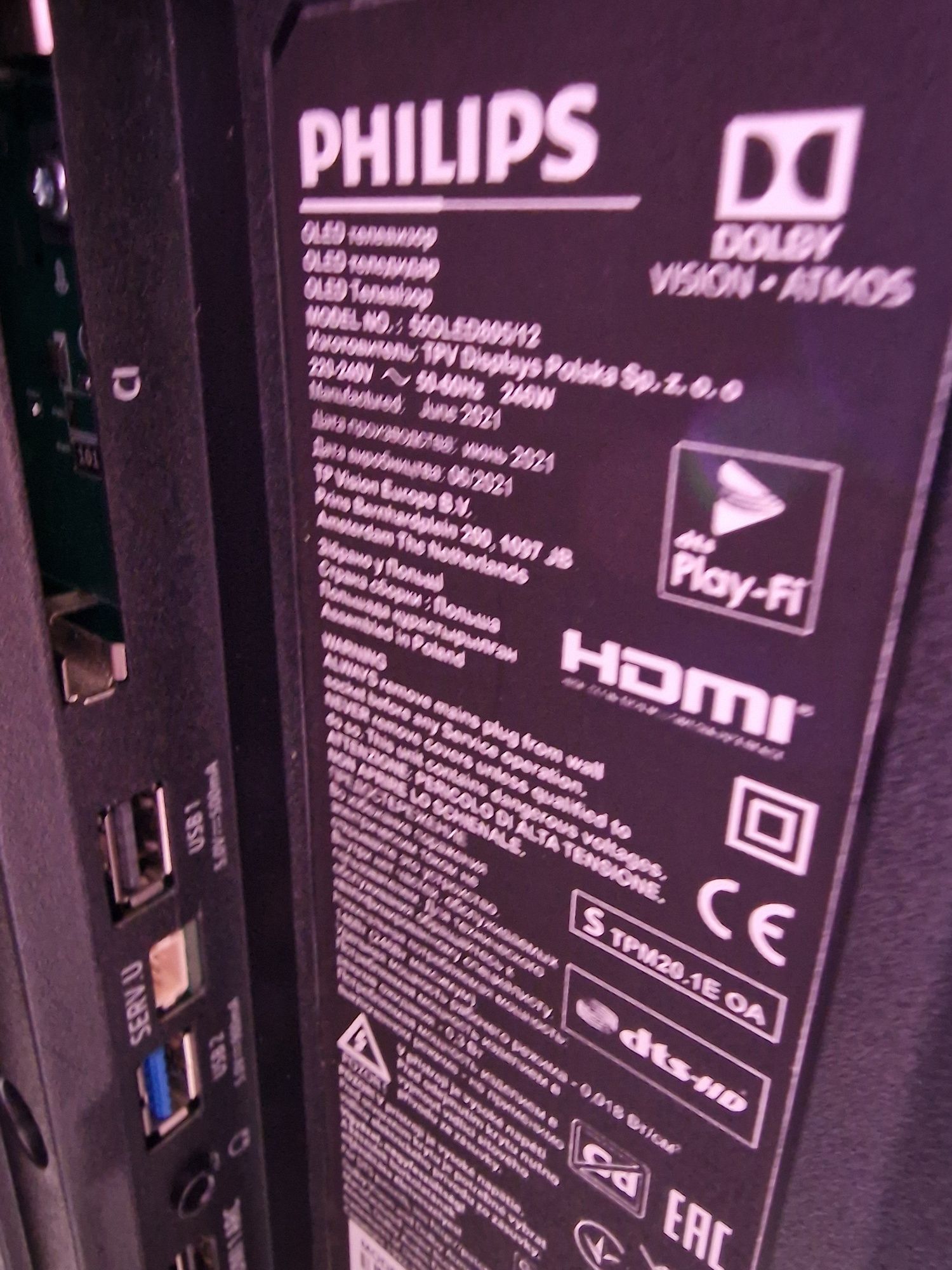 Telewizor OLED 55 Philips 805/12 120hz 4K HDR AI subwoofer