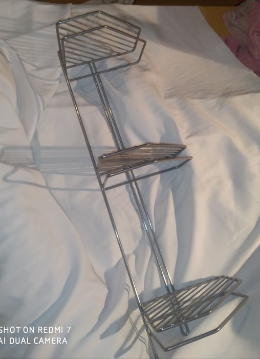 Полочка угловая в ванную комнату металлическая 3-х ярусная полка угол