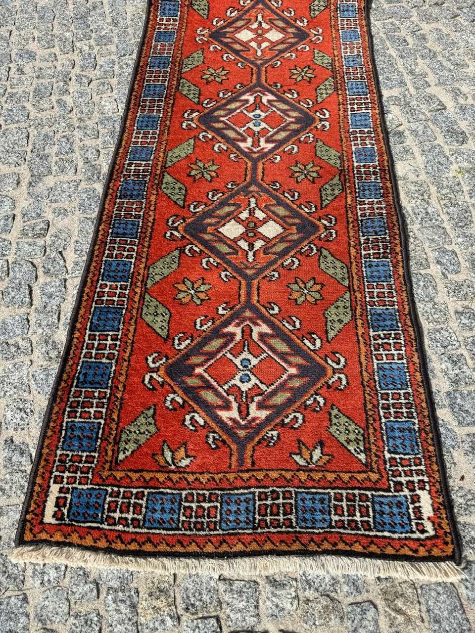 Wełniany chodnik dywan perski r.tkany Iran Hamadan 390x68 gal. 7 tyś