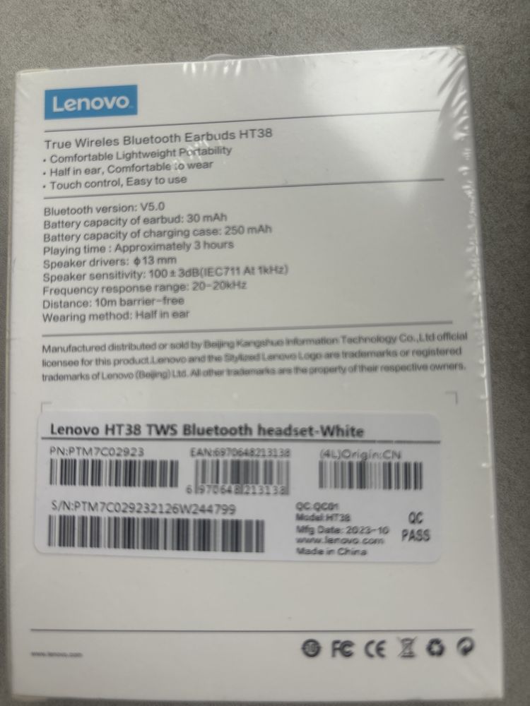 Продам блютуз навушники lenovo HT38