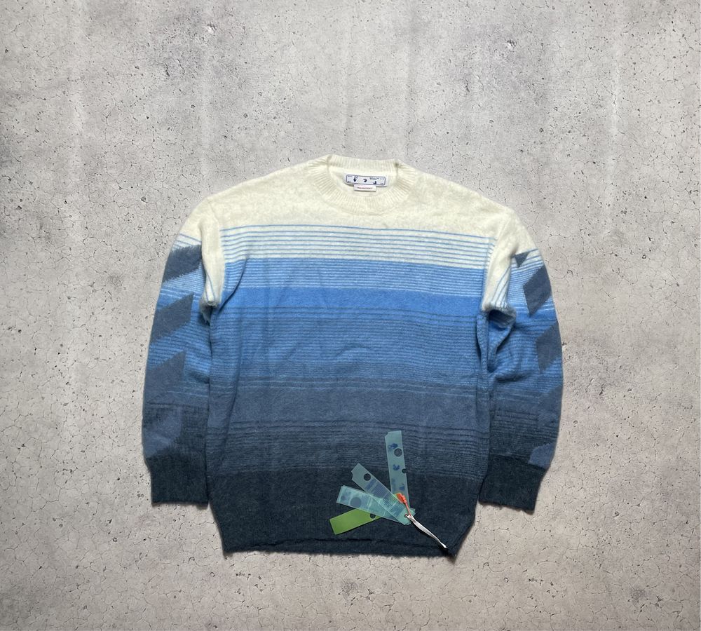 Новый Шерстяной Свитер Off White С Большим Логотипом M-L Размер