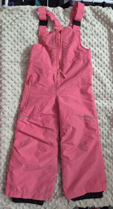 Różowe spodnie jesienne na szelkach r. 98-110