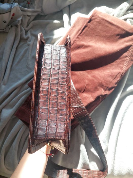 Torebka listonoszka lasocki czekoladowa skóra naturalna