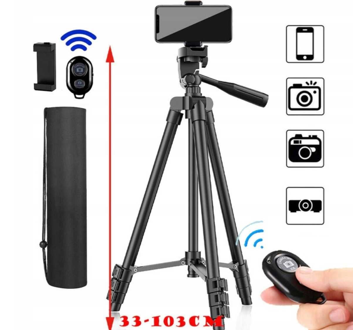 STATYW TRIPOD 103cm PILOT BLUETOOTH UCHWYT na telefon aparat lampę