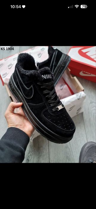 Nike Air Force Low (чорні) ЗИМА