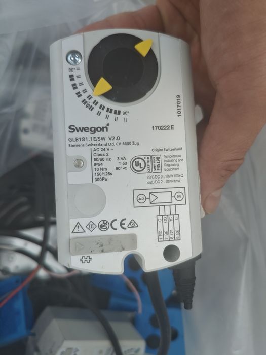 Siemens Swegon siłownik obrotowy przepustnicy, czujnik, wentylacja