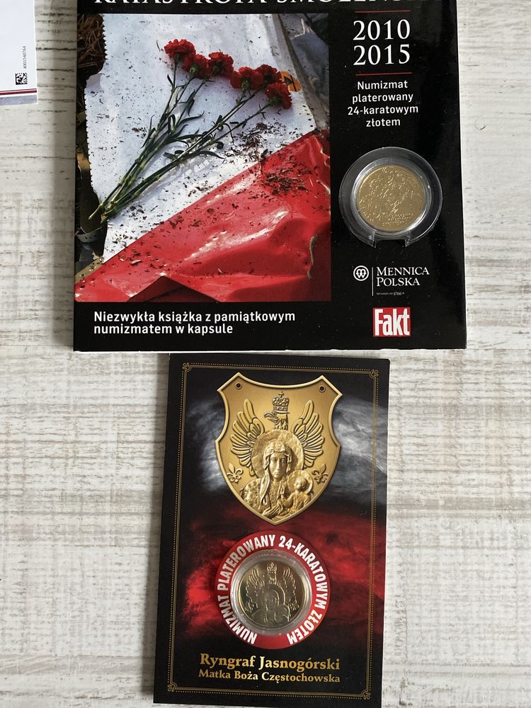 2 numizmaty platerowane 24-karatowym złotem + gratis