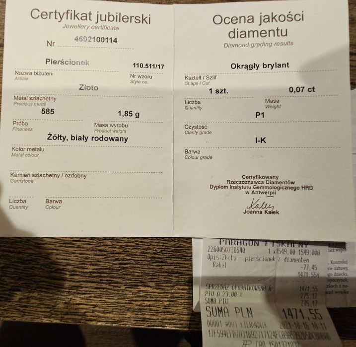 Jak Nowy Złoty zaręczynowy pierścionek Apart 585 1.85g 0.07ct Paragon