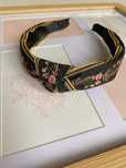 Opaska do włosów Boho/Ethnic haftowana, Floral/Black