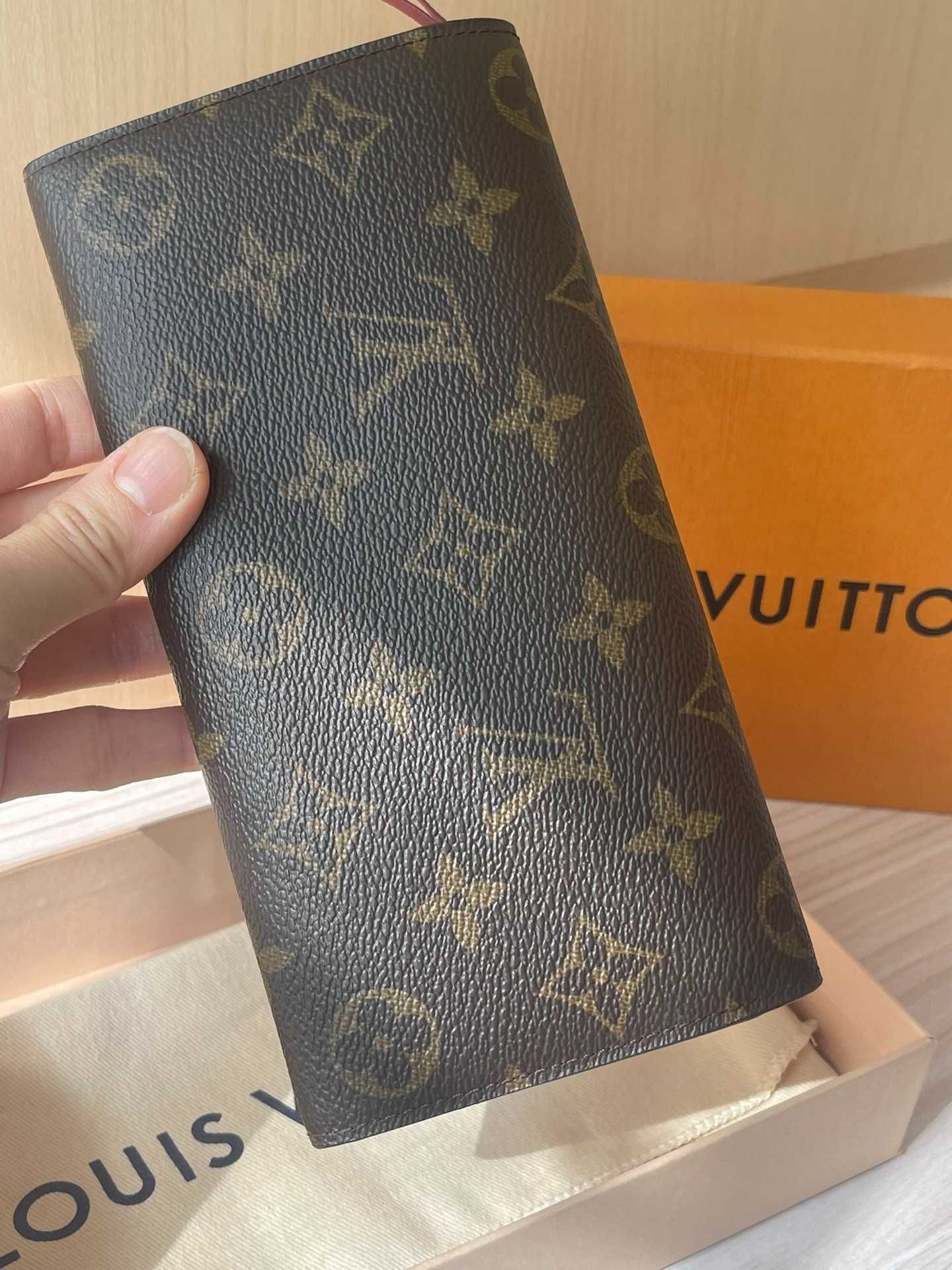Oryginalny LV Louis Vuitton długi portfel Czerwony przycisk
