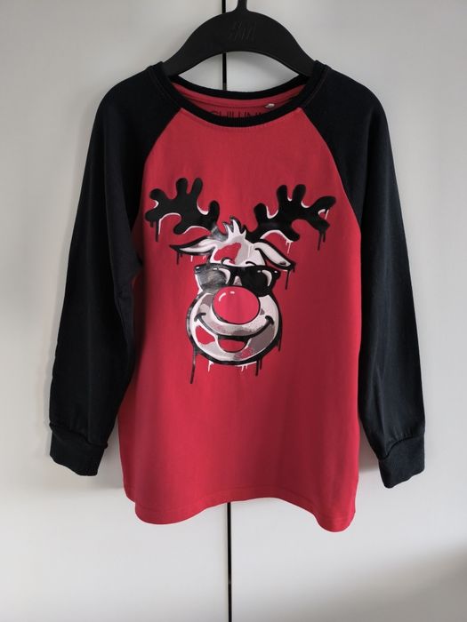Next koszulka świąteczna Mikołaj renifer r.128