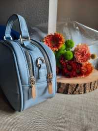 Szaro niebieska torebka damska mała kuferek NOWA