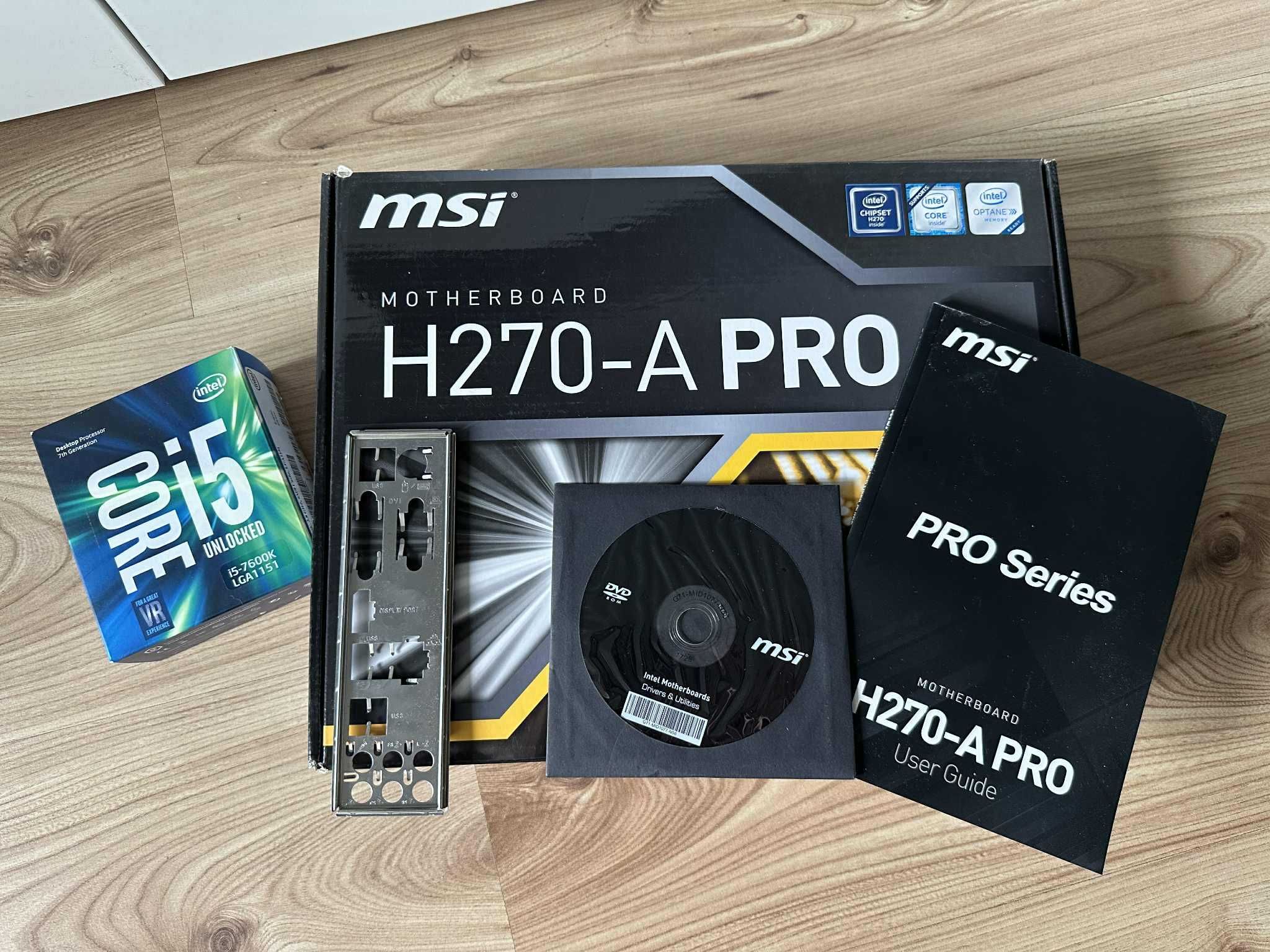 Intel i5-7600K z chłodzeniem plus płyta MSI H270-A PRO